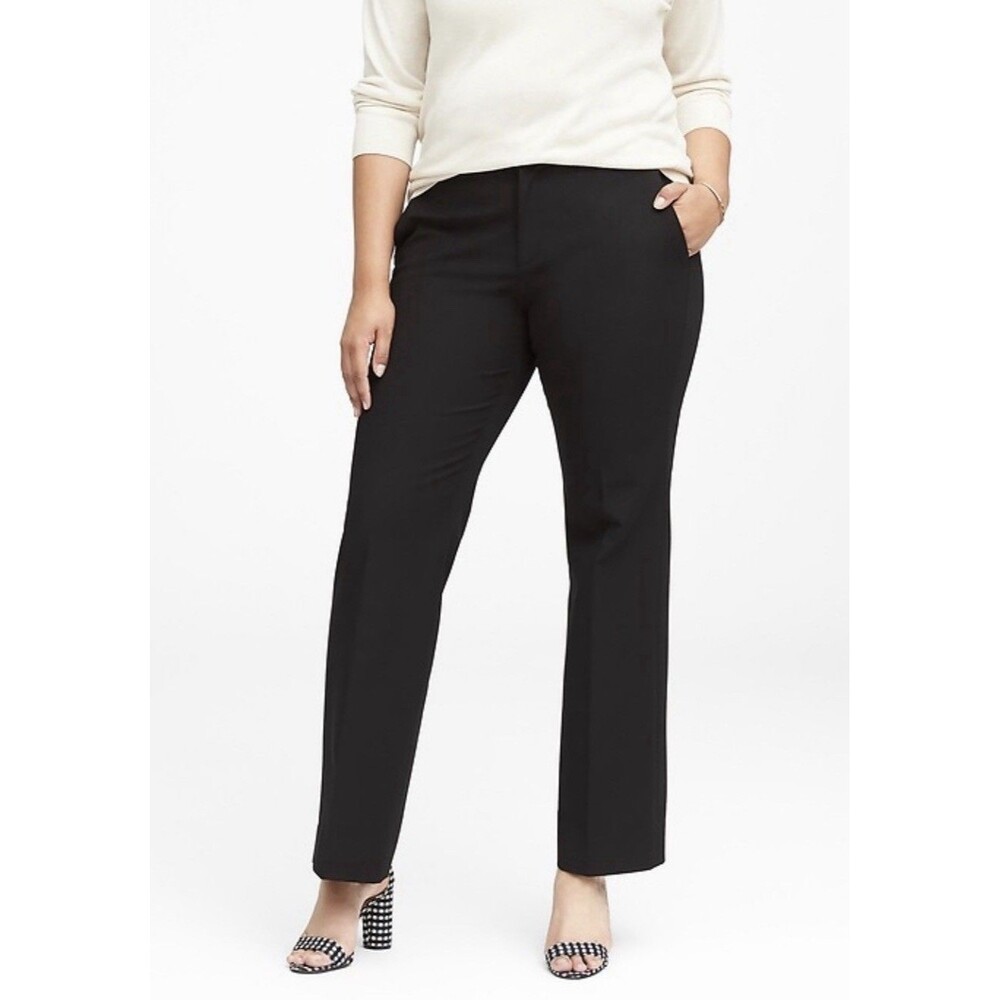 Banana Republic Dress Pants Women 14 Black Logan Curvy Fit Mid Rise Trousers